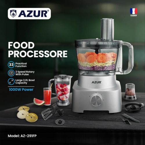 گچین مال  - غذاساز چندکاره AZUR مدل AZ-291FP با موتور 1000 وات و بدنه آلومینیومی باکیفیت